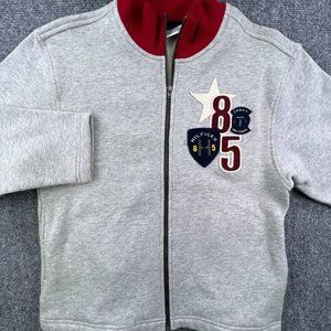 Tommy Hilfiger Fill Zip Jacket Fleece Inside Size Small Gray Red 85 Star Logos
